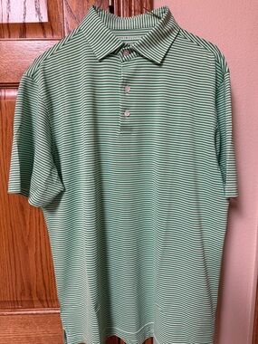 Men's Green Striped Polo Shirt